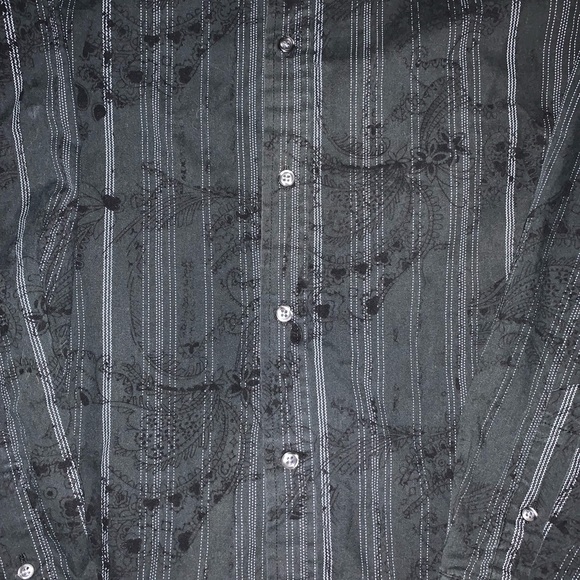 Men’s Black Paisley Button Down Top - Picture 4 of 5